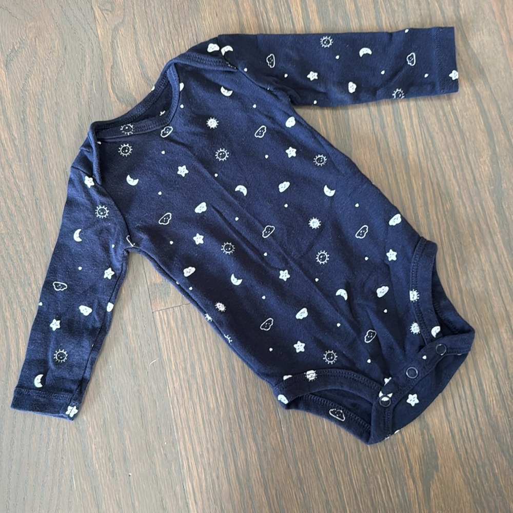 Carter’s 6-Pack Long Sleeve Baby Bodysuits Blue White 3M Cotton EUC - Picture 4 of 14